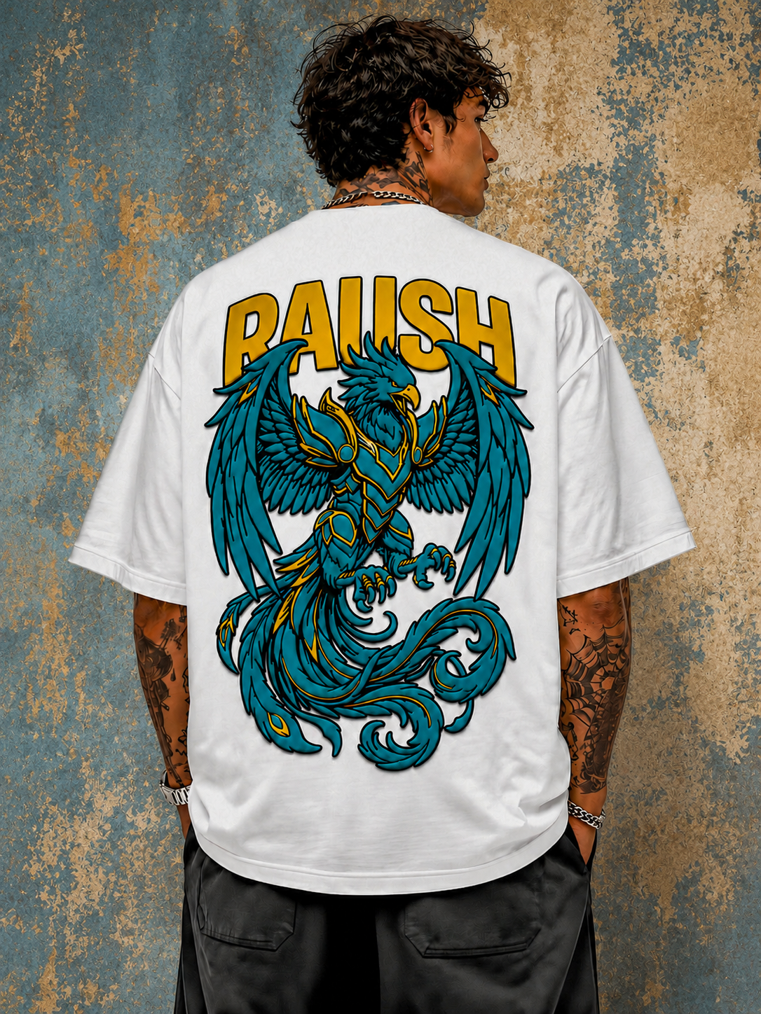 Phoenix Puff Print Oversized Unisex T-Shirt