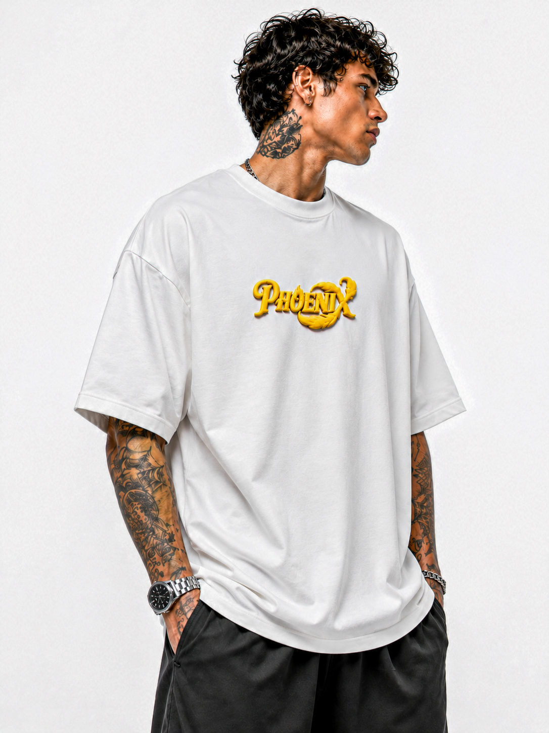 Phoenix Puff Print Oversized Unisex T-Shirt - Image 3