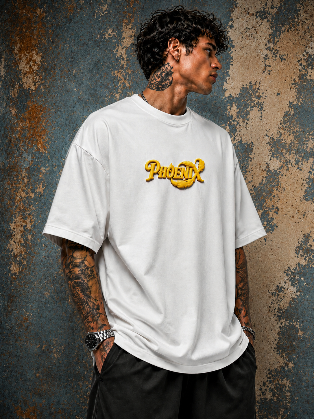 Phoenix Puff Print Oversized Unisex T-Shirt - Image 3